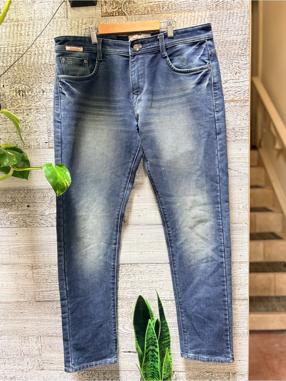 Superdry Men's Straight Jeans Blue Faded Wash